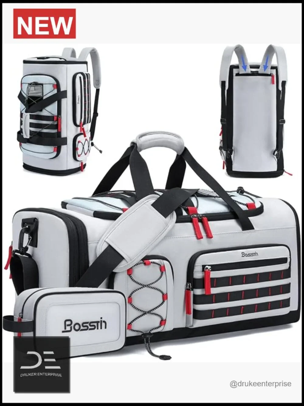 Expandable Travel Duffel Bag 45L Gym Weekender with Shoe Compartment
